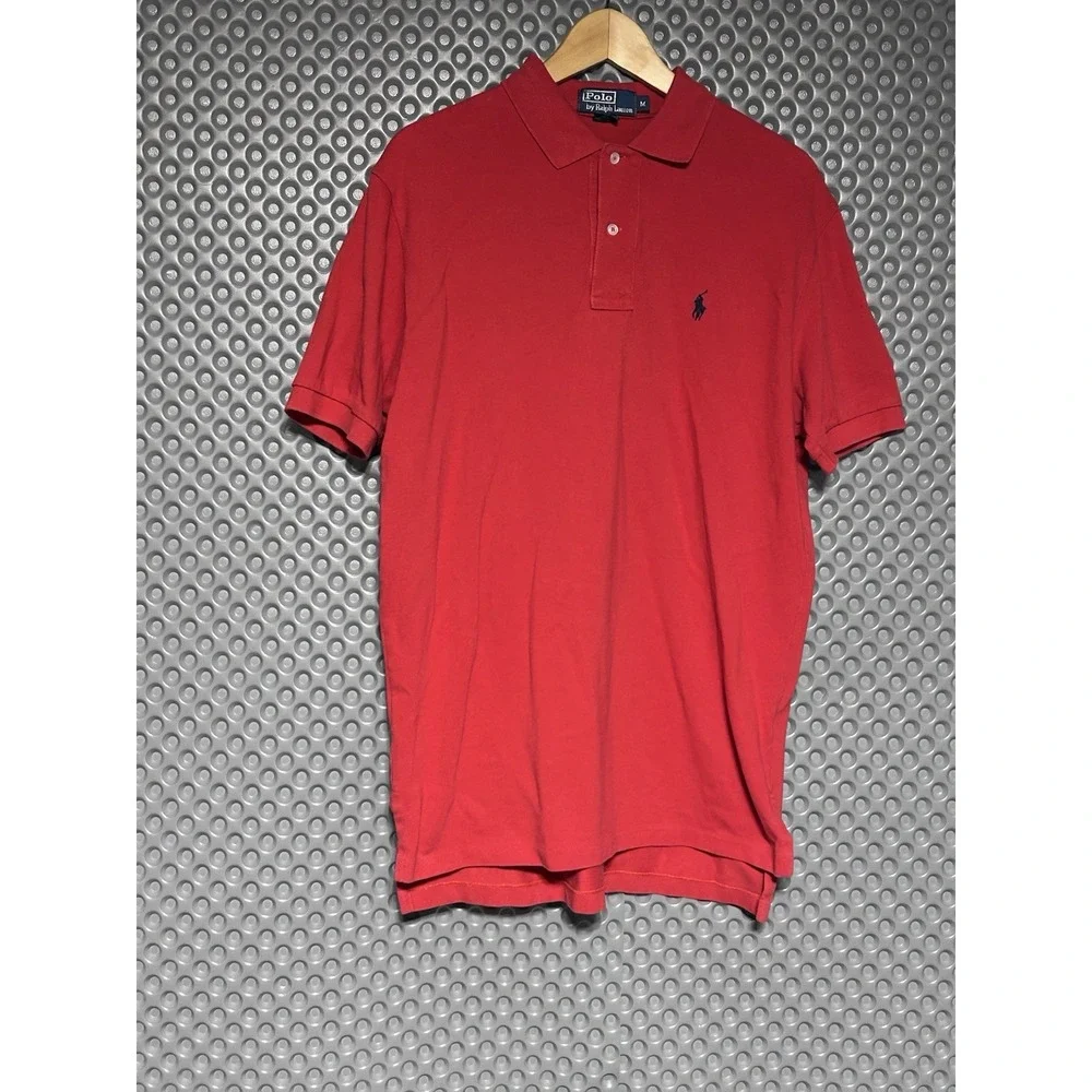 Polo Ralph Lauren Polo Shirt Men's M Red Short Sleeve Cotton Pony Logo FLAWED